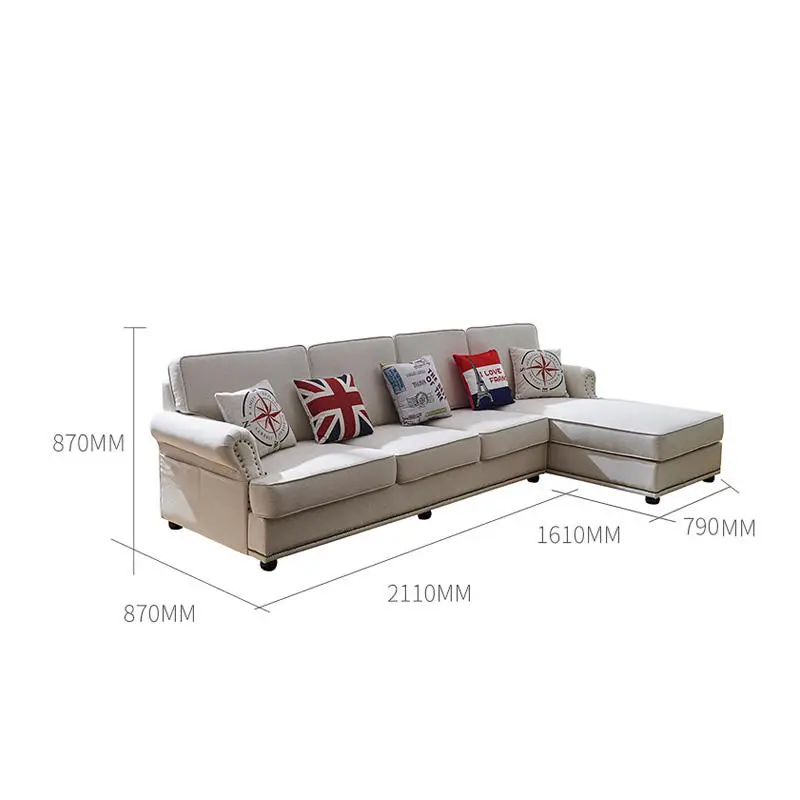 American Style Reclining Sofa Set Sectionals Luxury L-Shaped Fabric Modern White Living Room Sofas — image 6