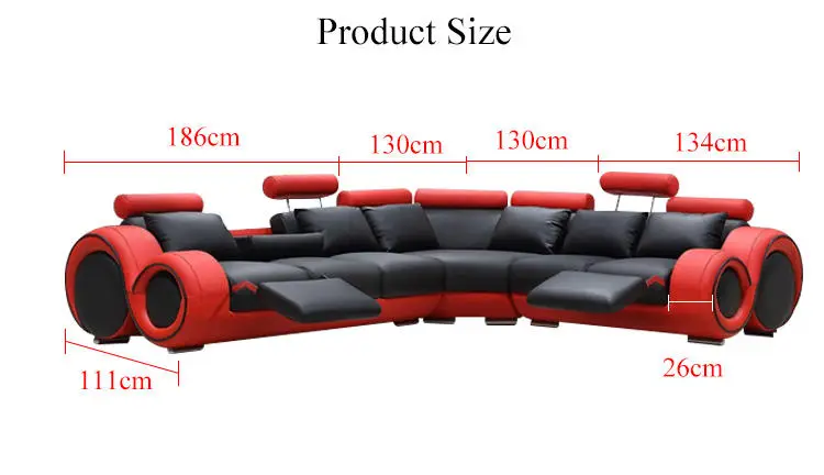 European American Popular High Quality Living Room Sofas Set Furniture Modern Arm Reclining Corner Genuine Leather Sofa Hotel — image 5