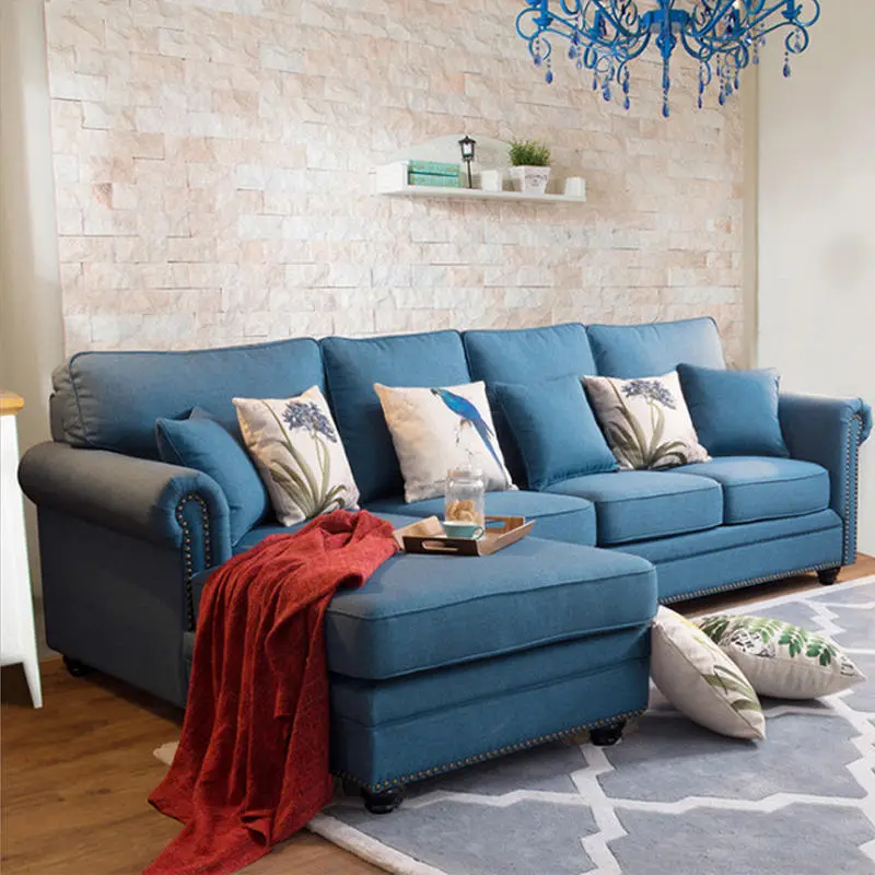Luxury Living Room Sofas 3 Seaters Loveseats Sectional Sofa White Fabric Modern American Style Chesterfield Sofa — image 5