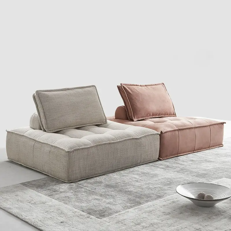 Modern Fabric Living Room Sofa Sectional Set with Solid Wood Frame Customizable Design Minimalist Square Floor Chair — image 4