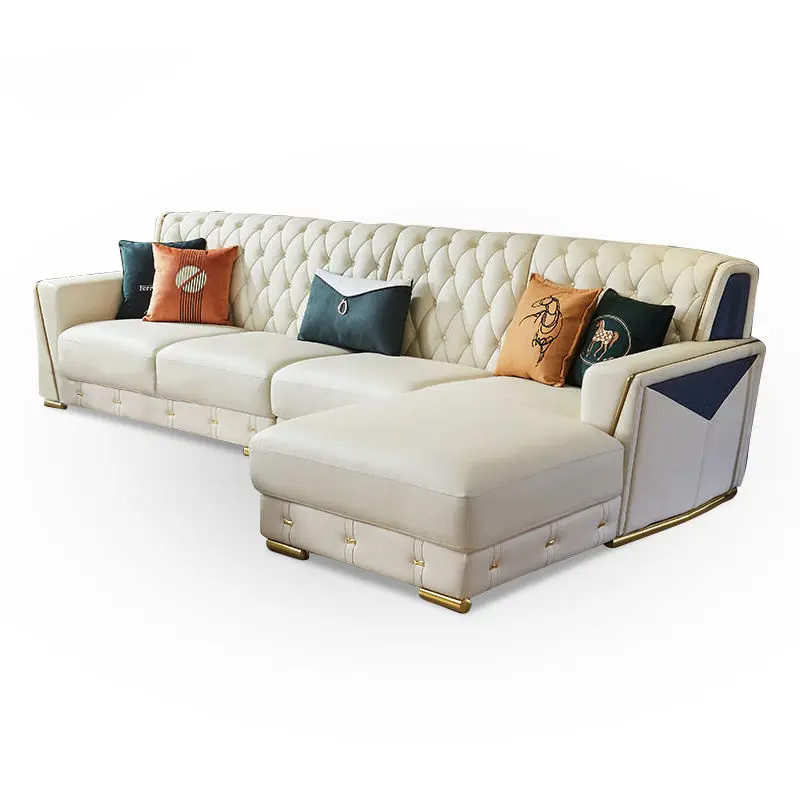 Modern Italian Style Reclining Leather Corner Sofa Set for Living Room Mall & Hotel Use — image 6