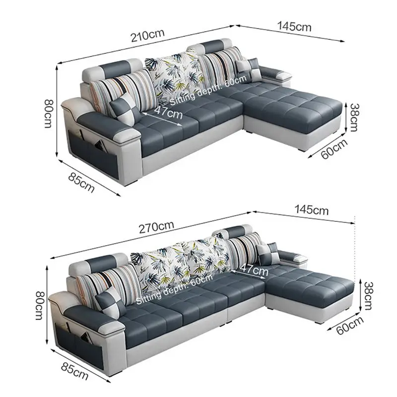 Cheap Sofa Cama Living Room l Shaped Sofa Modernos E Luxuosos Comfortable Fabric Sofa Set Furniture — image 7