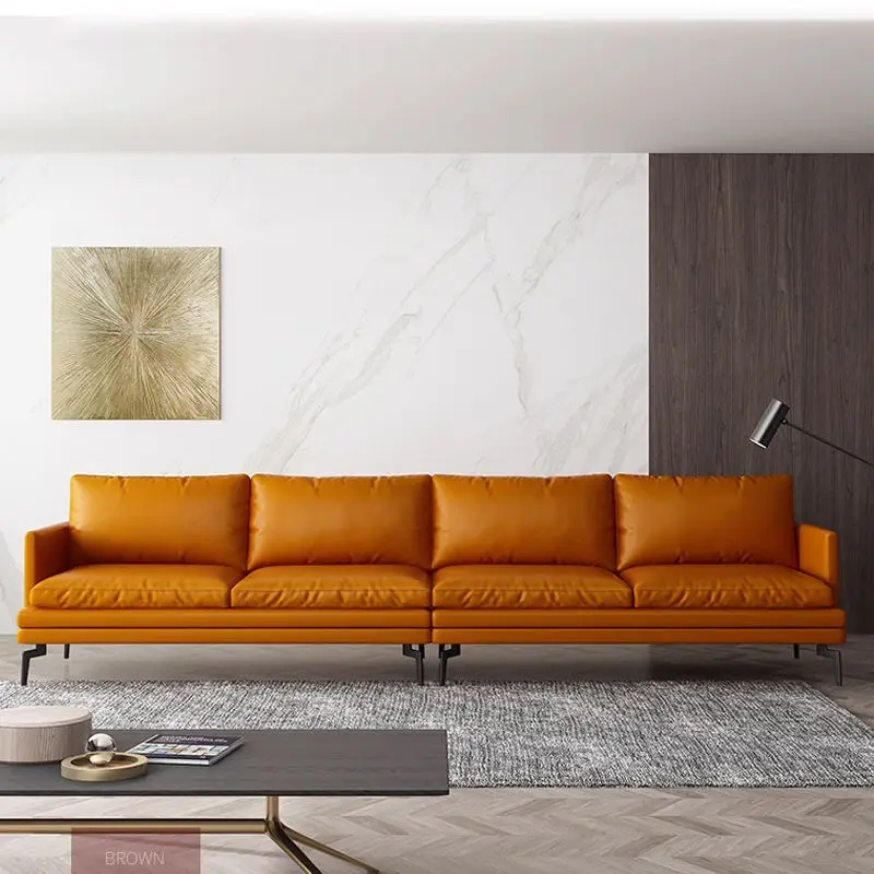 Modern Leather Living Room Sofa Set Nordic L-Shaped Modular Sofa Cooling Feature for Hotel Apartment Use Luxury Leisure Sofa Bed — image 4