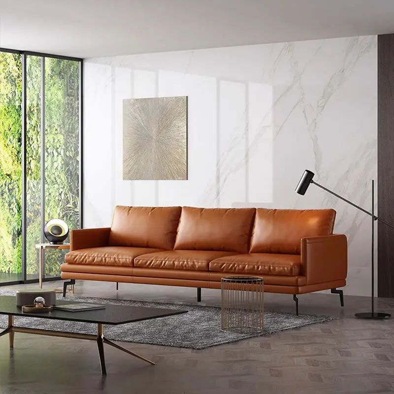 Modern Leather Living Room Sofa Set Nordic L-Shaped Modular Sofa Cooling Feature for Hotel Apartment Use Luxury Leisure Sofa Bed — image 5