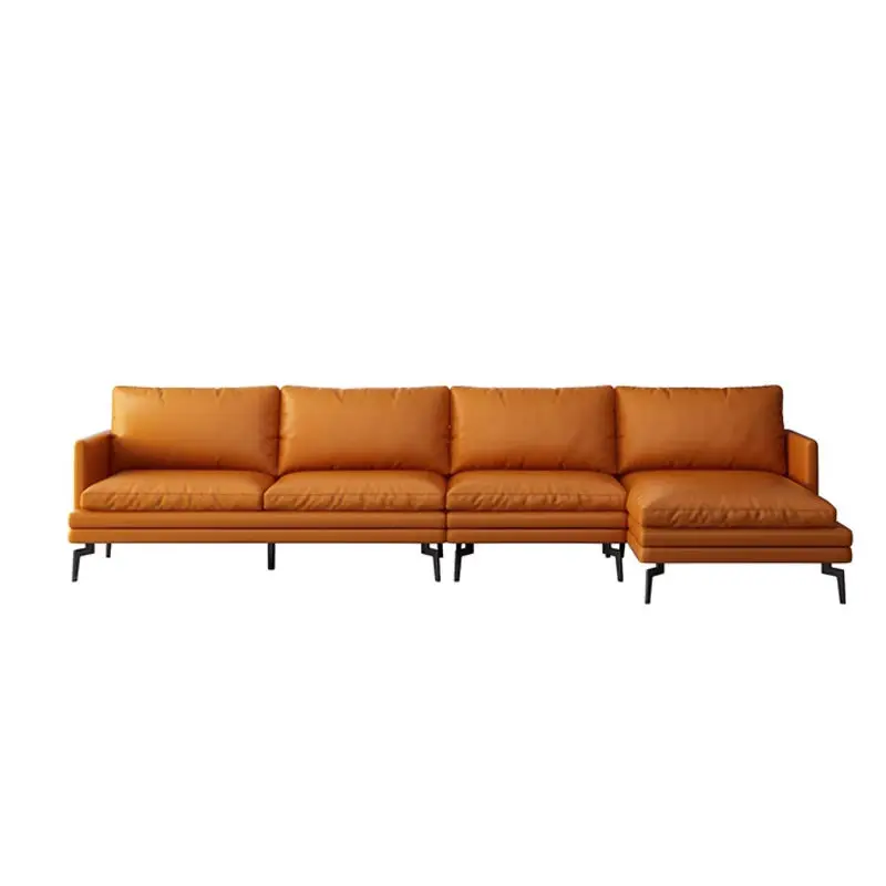 Modern Leather Living Room Sofa Set Nordic L-Shaped Modular Sofa Cooling Feature for Hotel Apartment Use Luxury Leisure Sofa Bed — image 6