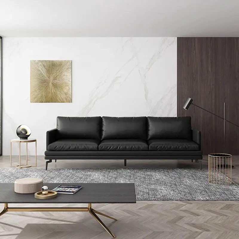 Modern Leather Living Room Sofa Set Nordic L-Shaped Modular Sofa Cooling Feature for Hotel Apartment Use Luxury Leisure Sofa Bed — image 7