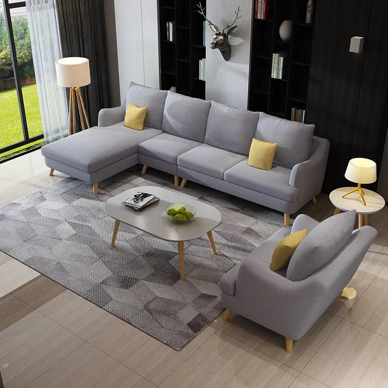 The Most Popular Luxury Modern Fabric Sofa Fabric Living Room Sets Lounge Combination Gray Blue Fabric Sofa Designs — view 1