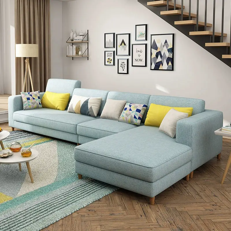 Nordic Sofa Living Room Furniture Set Modern European Sectional Sofas for Home Lounge L Shaped Fabric Sofa — image 5
