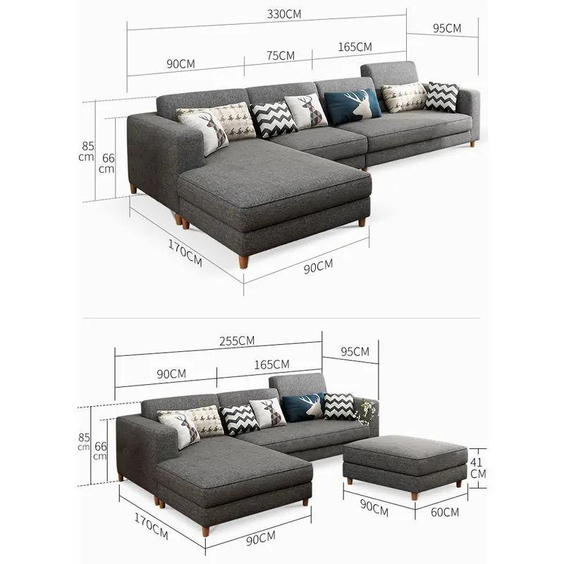 Nordic Sofa Living Room Furniture Set Modern European Sectional Sofas for Home Lounge L Shaped Fabric Sofa — image 7