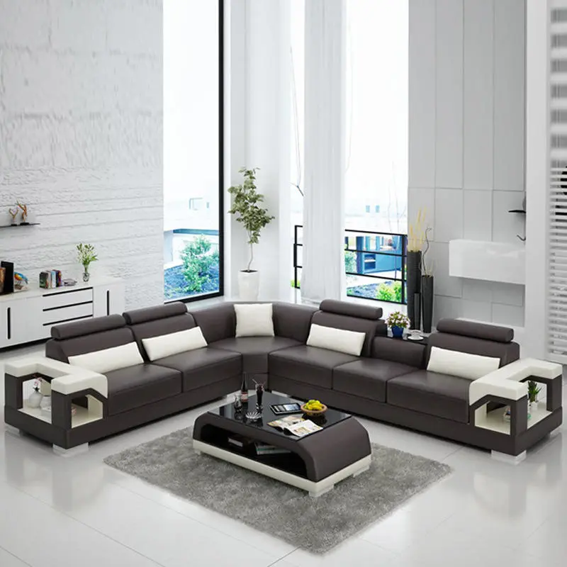 Modern Style Corner Designs Living Room Leather Sectional Sofa,cheap Sofa l Shape,comfortable Reclining Leather Sofa Set — view 1