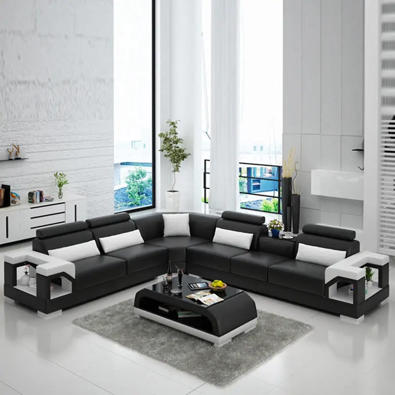 Modern Style Corner Designs Living Room Leather Sectional Sofa,cheap Sofa l Shape,comfortable Reclining Leather Sofa Set — image 3