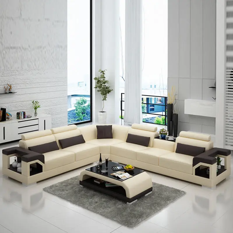 Modern Style Corner Designs Living Room Leather Sectional Sofa,cheap Sofa l Shape,comfortable Reclining Leather Sofa Set — image 4