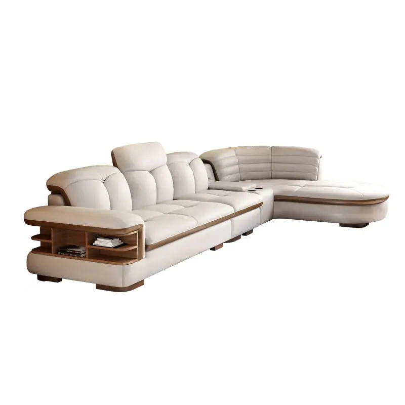 Luxury Leather Living Room Sofas Furniture Modern l Shape Corner Sofa Set Furniture — image 5