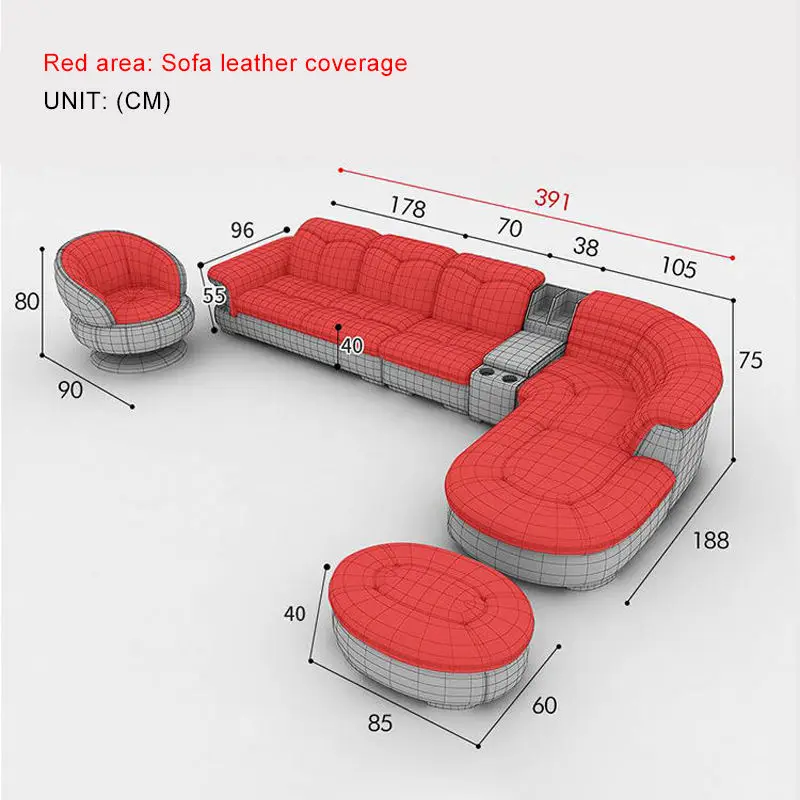 Luxury Leather Living Room Sofas Furniture Modern l Shape Corner Sofa Set Furniture — image 6