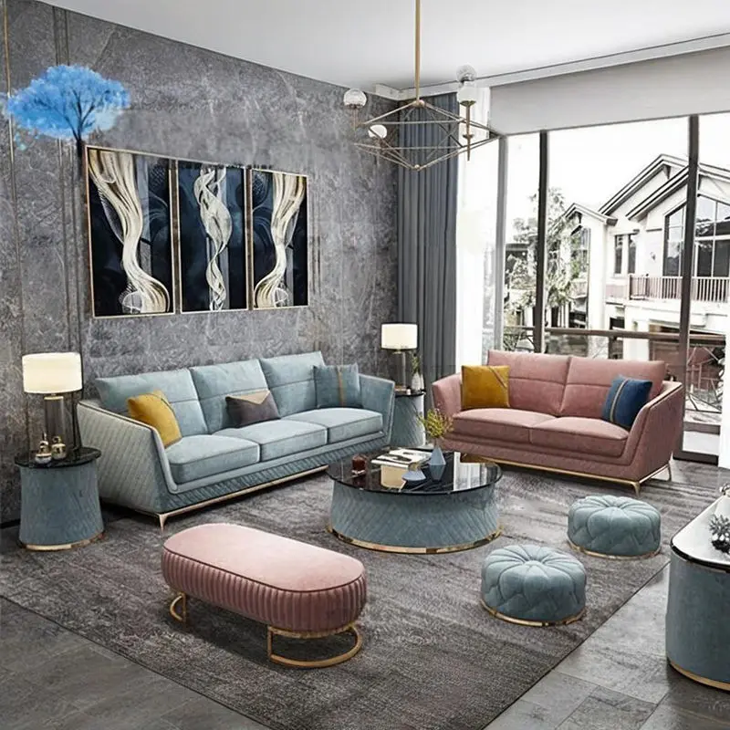 Light Luxury Minimalist Home Furniture Latest Living Room Sofa Design Sectional Set Modern Fashion Nordic Style Tv Room Sofa — image 7