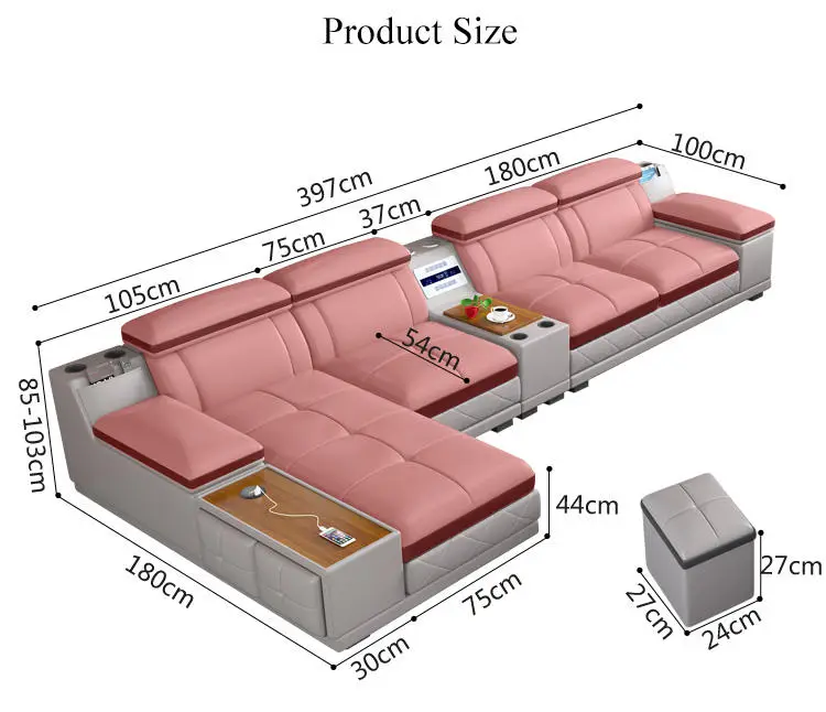 Luxury Reclining Genuine Leather Sectional Sofa Set Modern Living Room High Quality — image 6