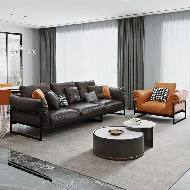 Fashion Comfortable Leather Sofa Set for Living Room Furniture Luxury Sofa Modern Leather Sectional Couch — view 1