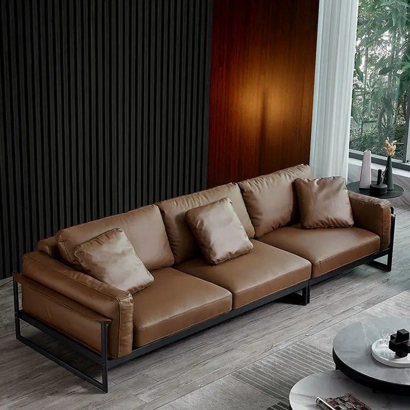 Fashion Comfortable Leather Sofa Set for Living Room Furniture Luxury Sofa Modern Leather Sectional Couch — image 4