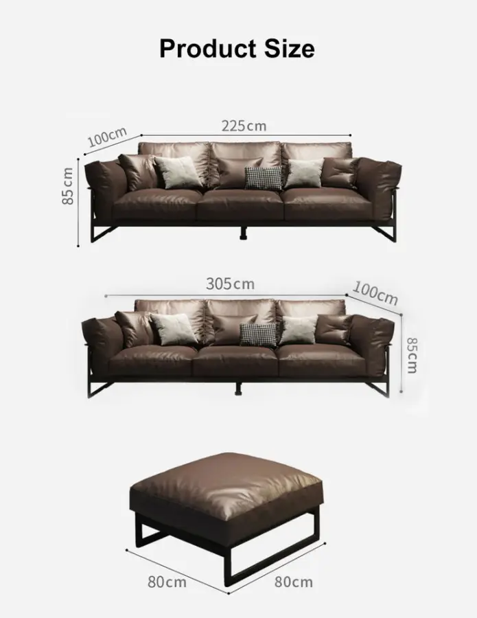 Fashion Comfortable Leather Sofa Set for Living Room Furniture Luxury Sofa Modern Leather Sectional Couch — image 7