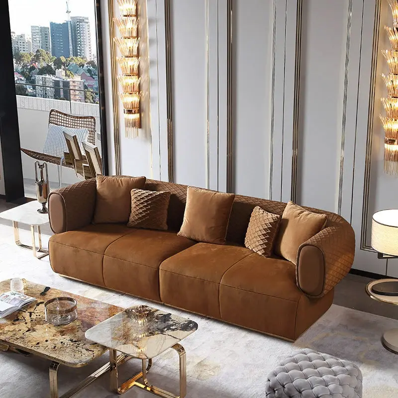 Fashion New Design Luxury Sectional Sofa Set Designs with Competitive Price Modern 3+2+1 Modular Leather Sofa Set Furniture — image 3
