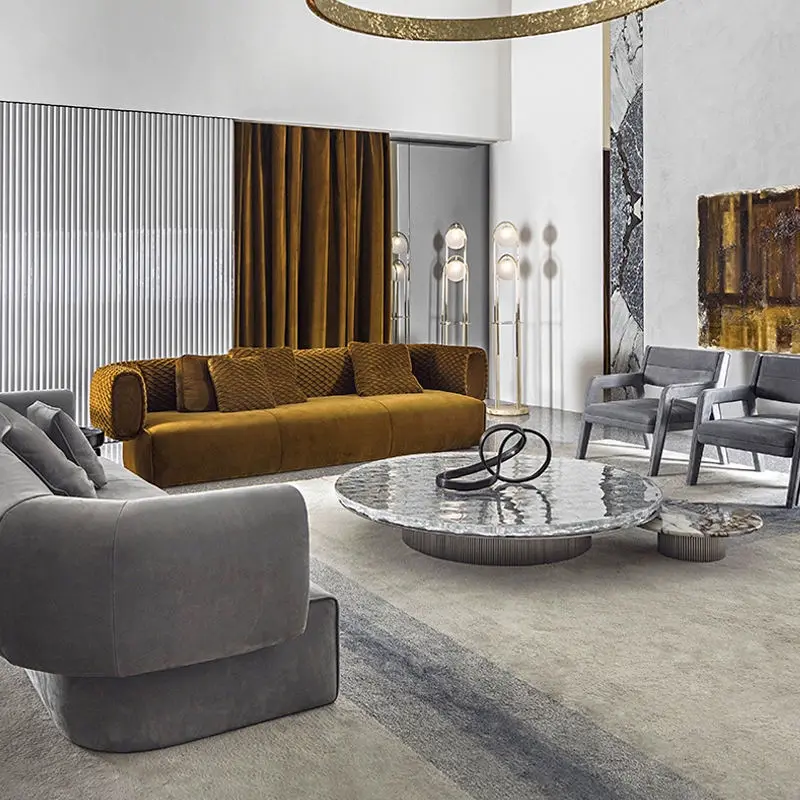 Fashion New Design Luxury Sectional Sofa Set Designs with Competitive Price Modern 3+2+1 Modular Leather Sofa Set Furniture — image 5