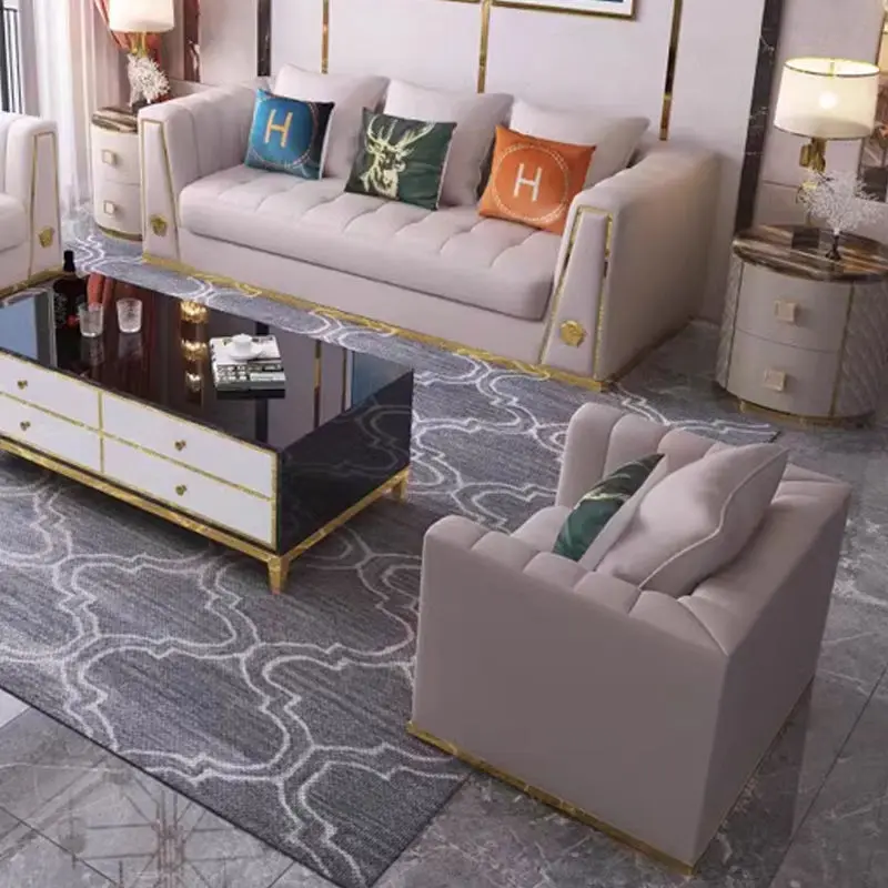 Modern Fabric Living Room Sofas Home Couch Lounge Suite Sofa Set Living Room Furniture — image 7