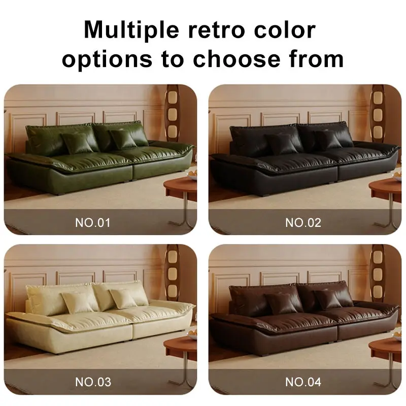 Modern Style Leather Sofa Set for Living Room Elegant Furniture Veneer Indoor Family Room Sofas — image 3