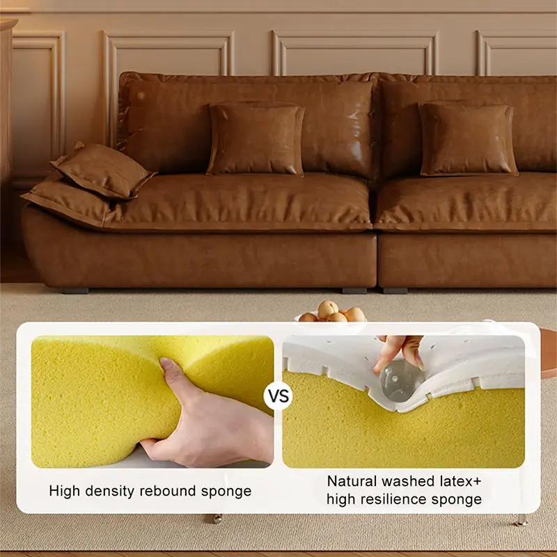Modern Style Leather Sofa Set for Living Room Elegant Furniture Veneer Indoor Family Room Sofas — image 4
