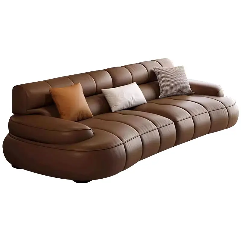 Italian Style Modern Executive Office Furniture Leather Sofa Set Wooden Contemporary Design for Living Room — image 5
