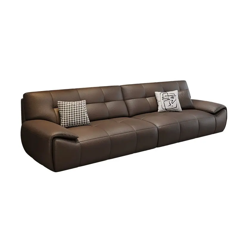 Luxury Straight Row Frame Leather Lounge Couch Sofa for Living Room & Restaurant Upholstery Furniture — image 5