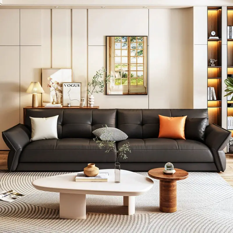High Quality Luxury Nordic Classic Synthetic Leather Sofa Set Futuristic Couch for Living Room — image 2
