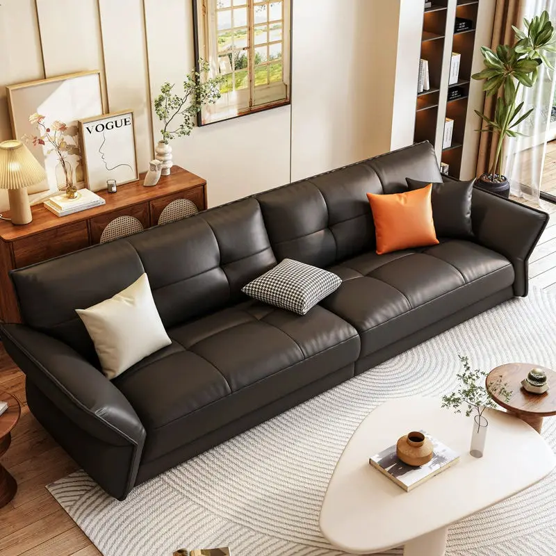 High Quality Luxury Nordic Classic Synthetic Leather Sofa Set Futuristic Couch for Living Room — image 3