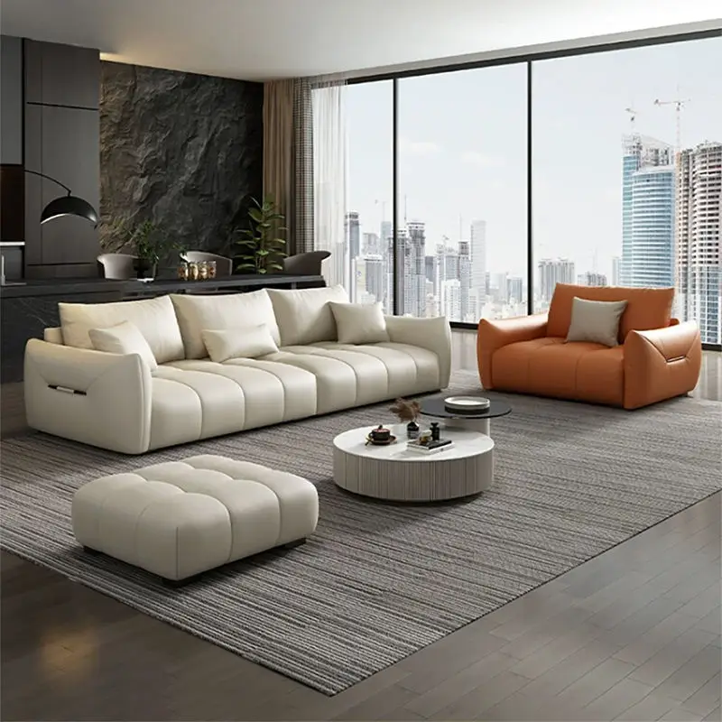 Modern Luxury Couch Leather Sofa Set Simple Design for Hotel Apartment Office & Living Room for Waiting Room & Lounge Fu — view 1