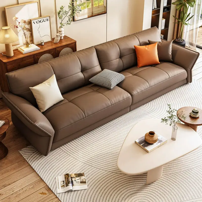 High Quality Luxury Nordic Classic Synthetic Leather Sofa Set Futuristic Couch for Living Room — image 4