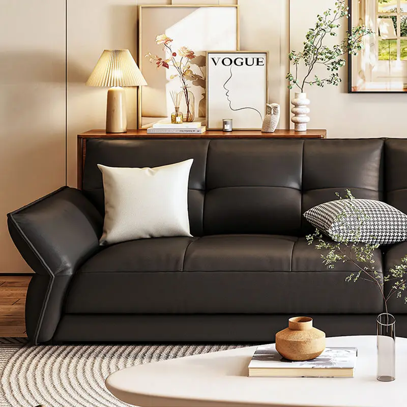 High Quality Luxury Nordic Classic Synthetic Leather Sofa Set Futuristic Couch for Living Room — image 6