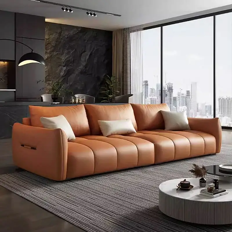 Modern Luxury Couch Leather Sofa Set Simple Design for Hotel Apartment Office & Living Room for Waiting Room & Lounge Furniture — image 4