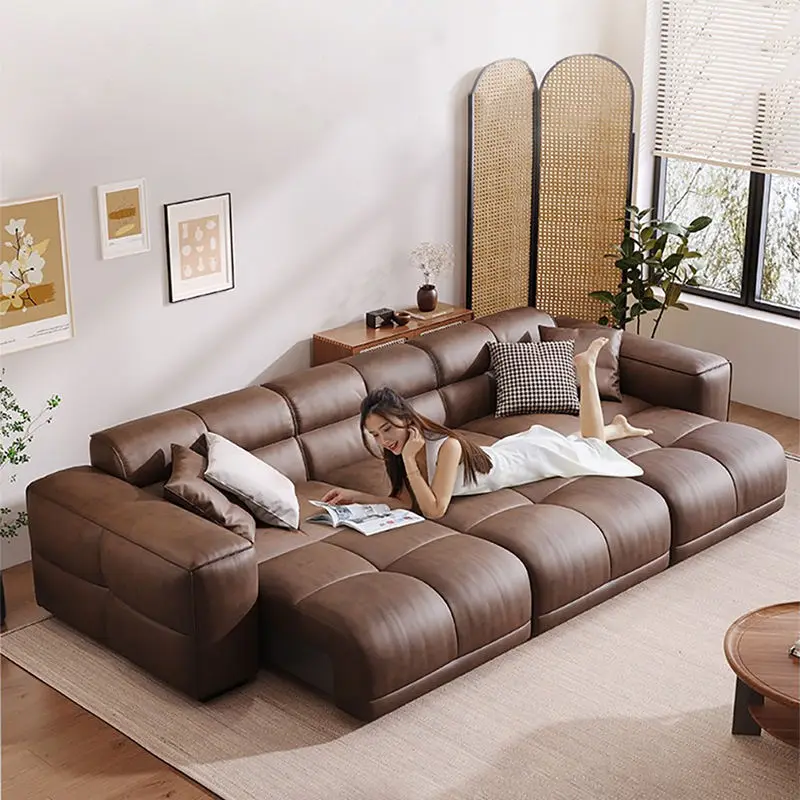 Luxury Electric Extending Sectional Leather Sofa Bed Custom Power Reclining Sliding Factory Price for Living Room — image 2