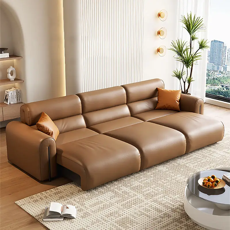 Modern Simple Electric Leather Sofa Recliner Adjustable Carbon Steel Metal Inner Frame Wireless Remote Control for Living Room — image 2