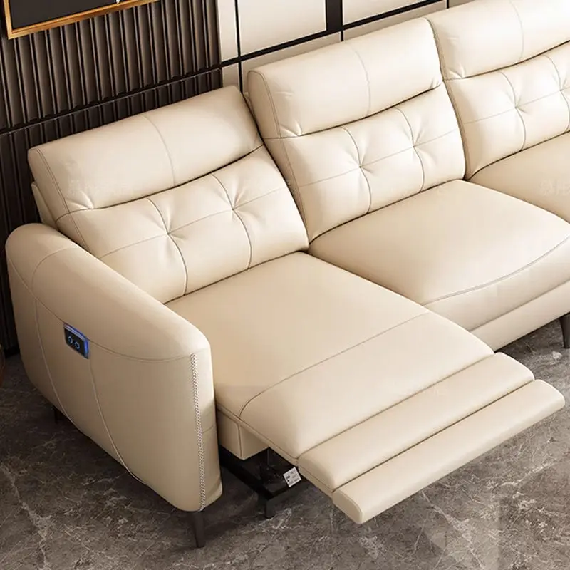 Modern Luxury Living Room Leather Sofa Set with Recliner and Cooling Function for Hotel Use — image 5