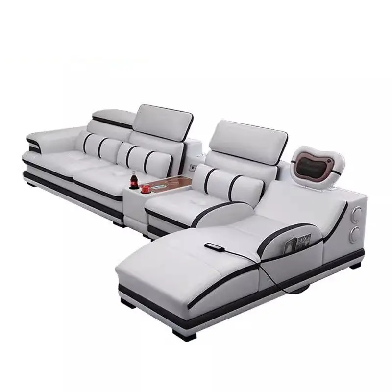 Modern Sofa Set Living Room Furniture Leather Apartment Multi-functional Massage Sofa Set — image 6