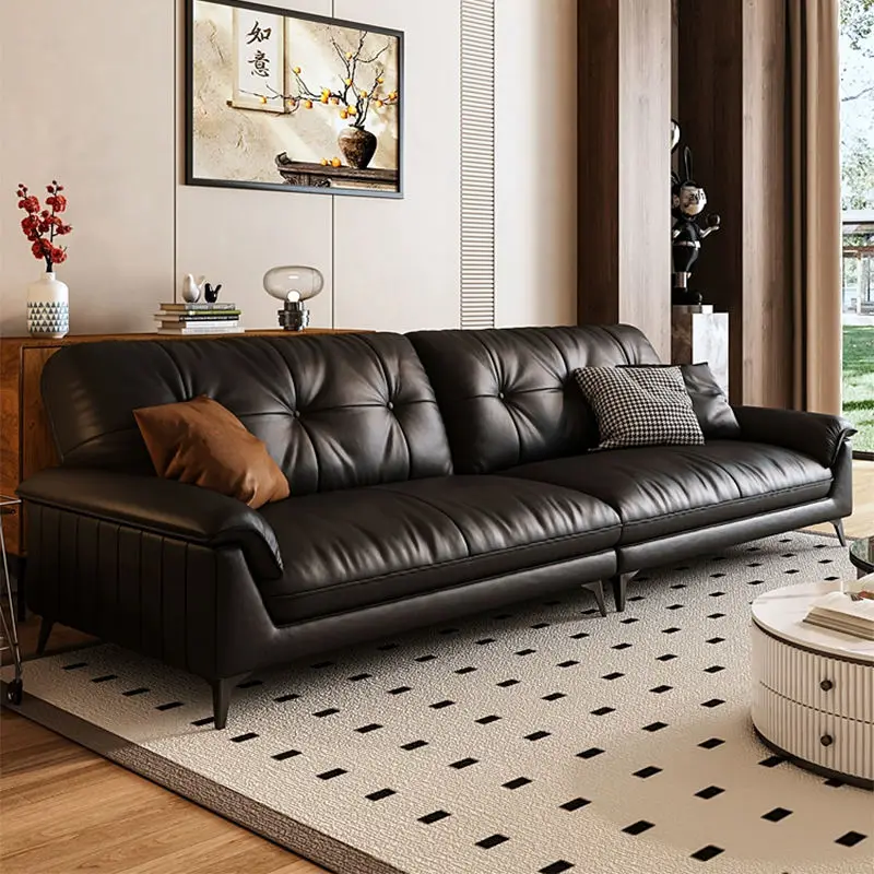 Hot Sale Modern Minimalist Genuine Leather Sofa Set Big Living Room Sectional Couch Furniture — view 1