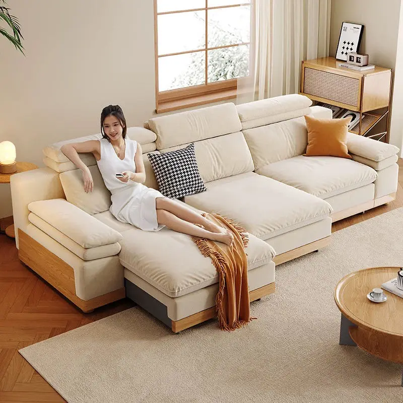 Modern Sectional Sofa Electric Sofa with Remote Control Carbon Steel Metal Inner Frame and Solid Wood Serpentine Frame — view 1