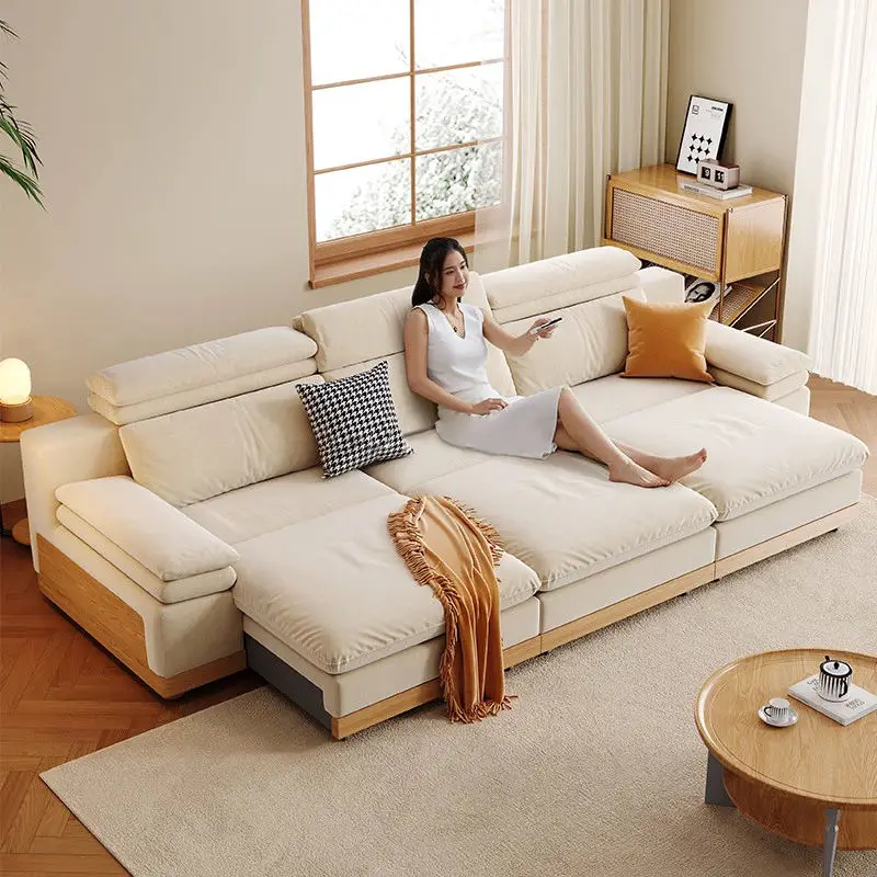 Modern Sectional Sofa Electric Sofa with Remote Control Carbon Steel Metal Inner Frame and Solid Wood Serpentine Frame — image 2