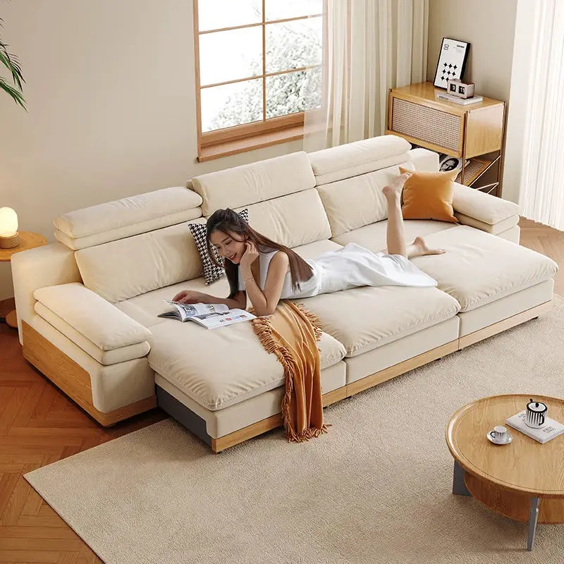 Modern Sectional Sofa Electric Sofa with Remote Control Carbon Steel Metal Inner Frame and Solid Wood Serpentine Frame — image 3