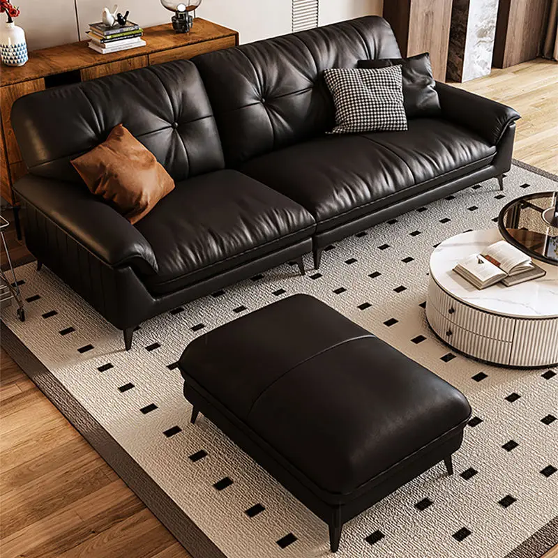 Hot Sale Modern Minimalist Genuine Leather Sofa Set Big Living Room Sectional Couch Furniture — image 4