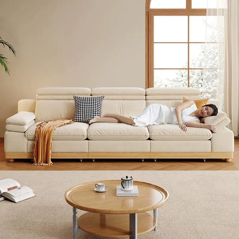 Modern Sectional Sofa Electric Sofa with Remote Control Carbon Steel Metal Inner Frame and Solid Wood Serpentine Frame — image 4