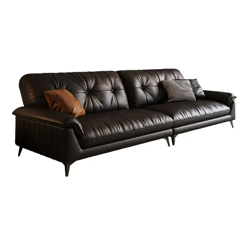 Hot Sale Modern Minimalist Genuine Leather Sofa Set Big Living Room Sectional Couch Furniture — image 5