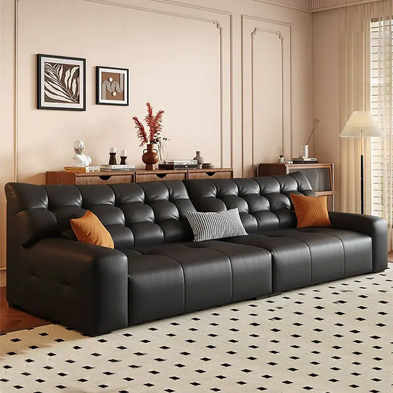 Modern Genuine Leather Sectional Couch Set with Light Luxury Design for Apartment Hotel & Villa Living Rooms — view 1