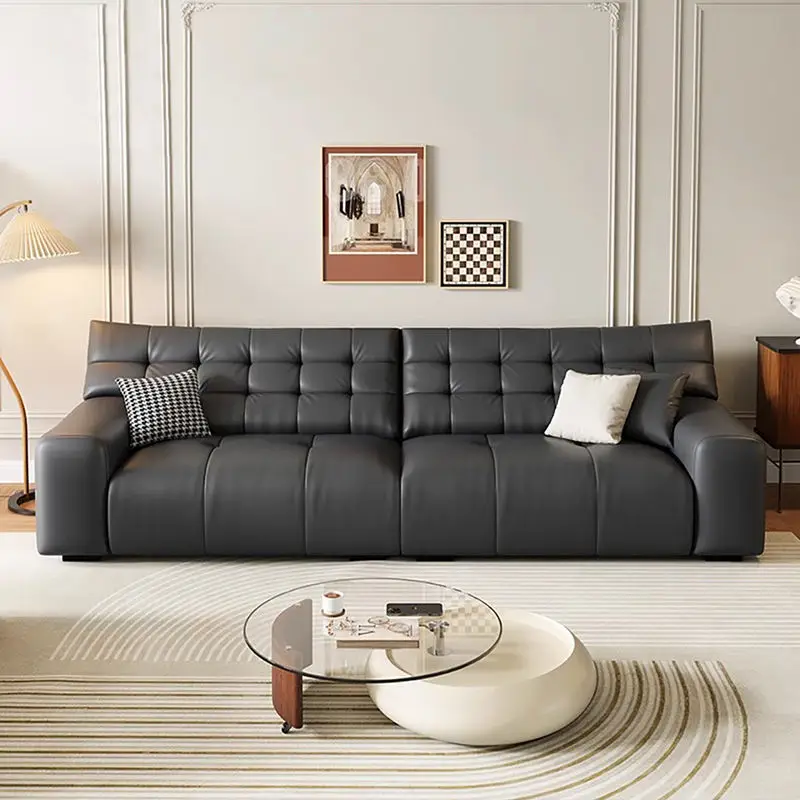 Modern Genuine Leather Sectional Couch Set with Light Luxury Design for Apartment Hotel & Villa Living Rooms — image 2