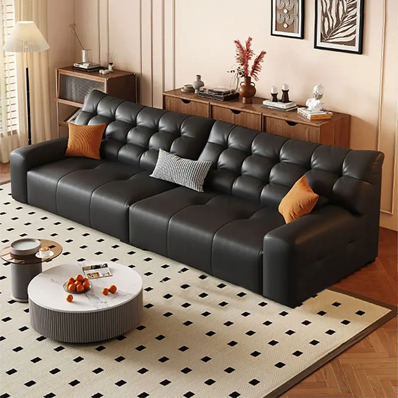 Modern Genuine Leather Sectional Couch Set with Light Luxury Design for Apartment Hotel & Villa Living Rooms — image 6